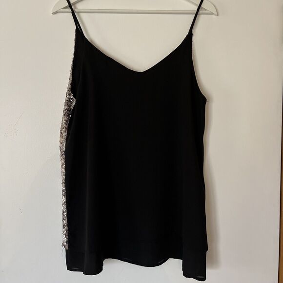 12PM by Mon Ami womens sequined tank top blouse shirt formal beige black small - Picture 5 of 14